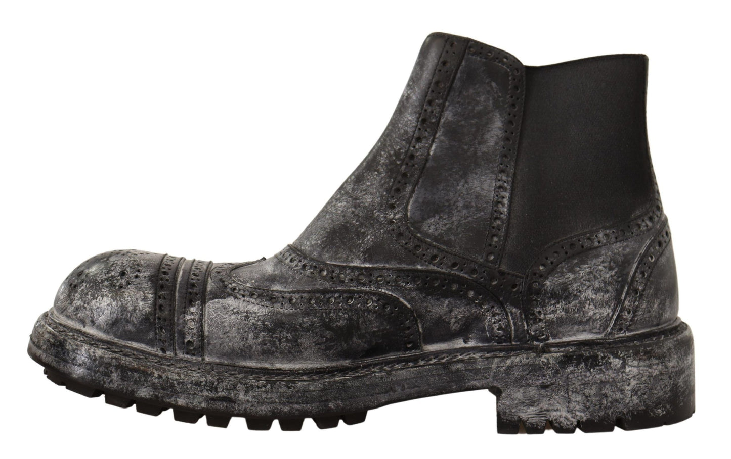 Dolce & Gabbana Gray Leather Ankle Casual Mens Boots