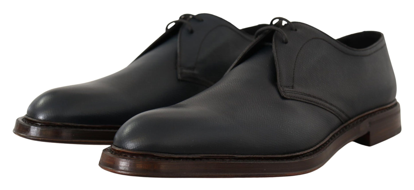 Dolce & Gabbana Blue Leather Derby Formal Shoes