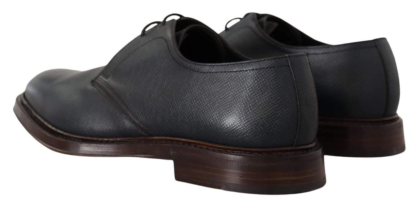 Dolce & Gabbana Blue Leather Derby Formal Shoes