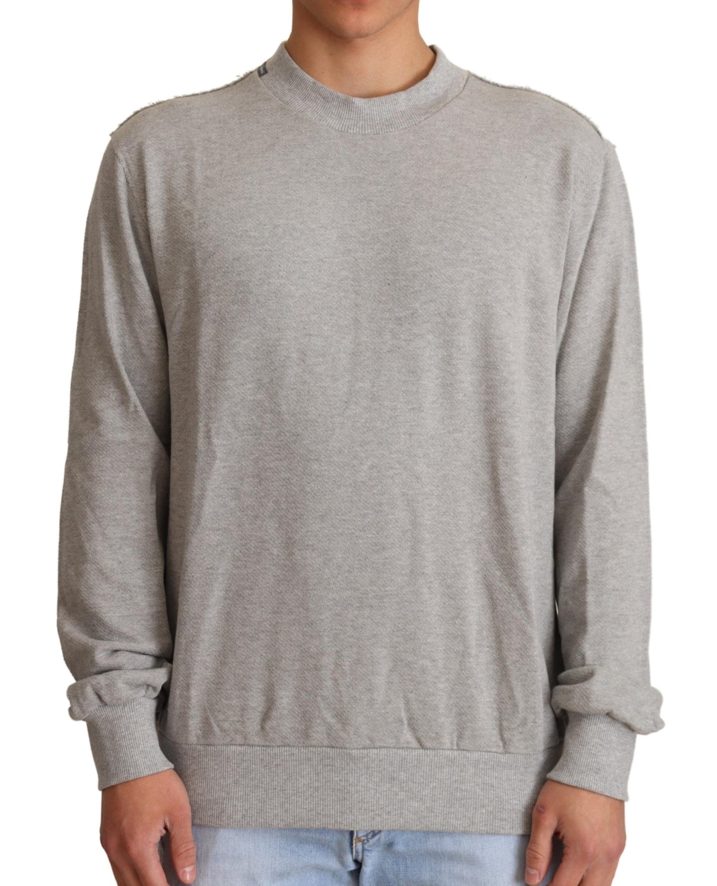 Dolce & Gabbana Gray Cotton Crewneck Pullover Sweater