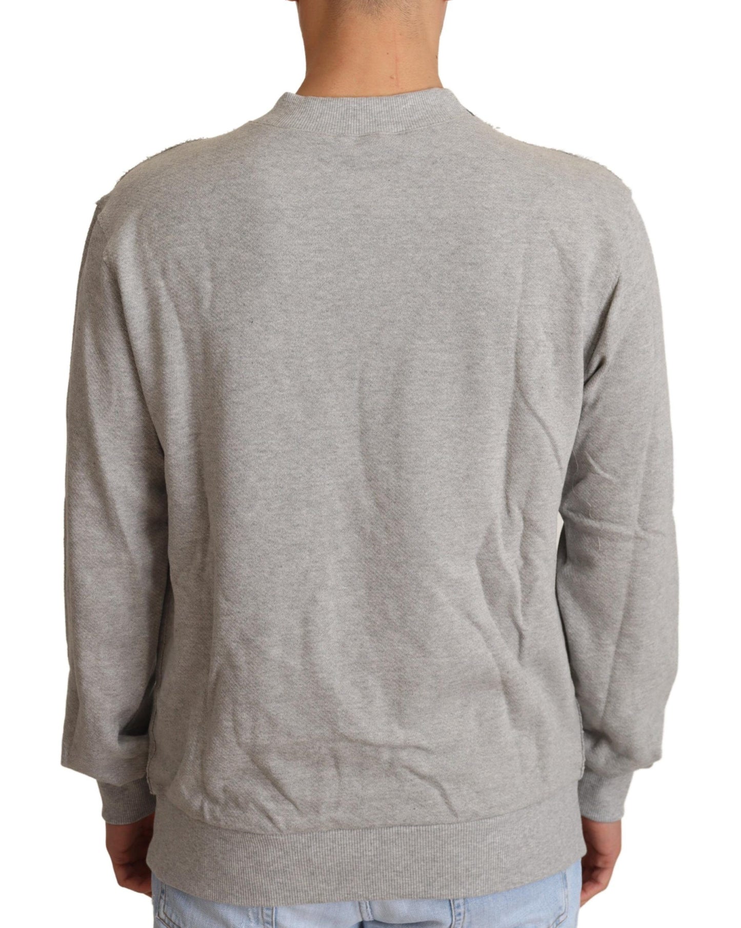 Dolce & Gabbana Gray Cotton Crewneck Pullover Sweater