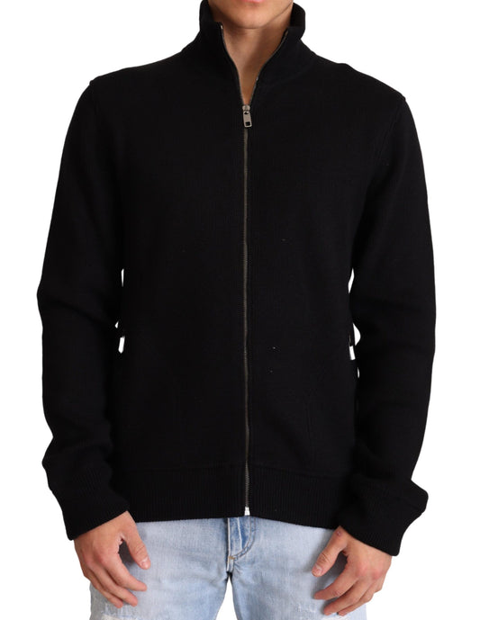 Dolce & Gabbana Black Cashmere Zipper Mens Sweater