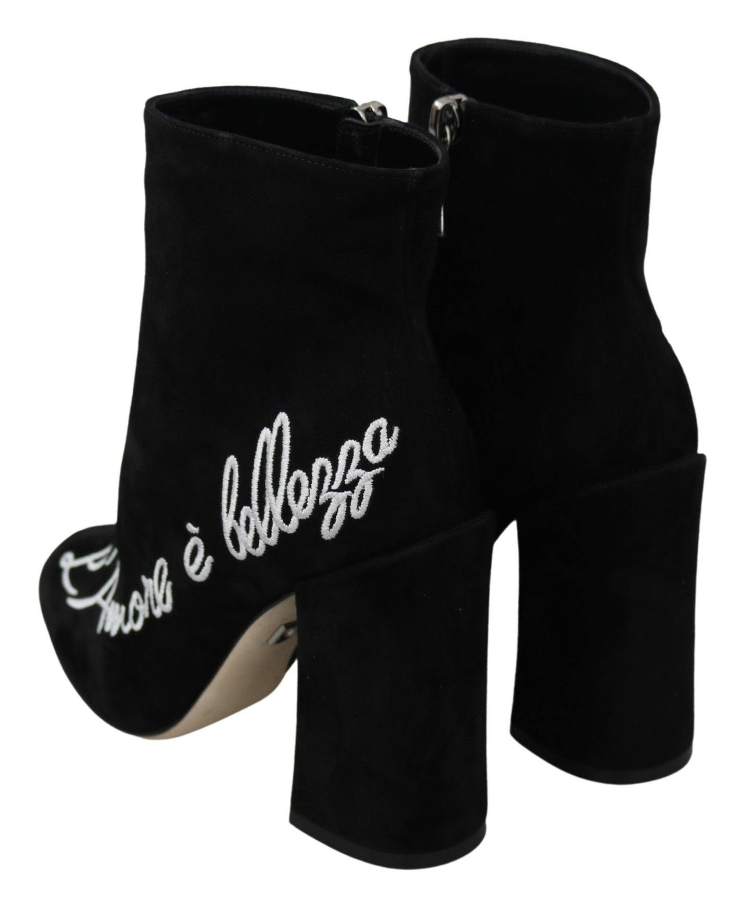 Dolce & Gabbana Black Suede L'Amore E'Bellezza Boots Shoes