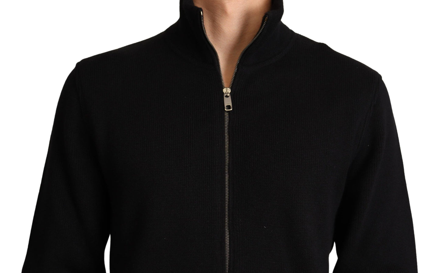 Dolce & Gabbana Black Cashmere Zipper Mens Sweater