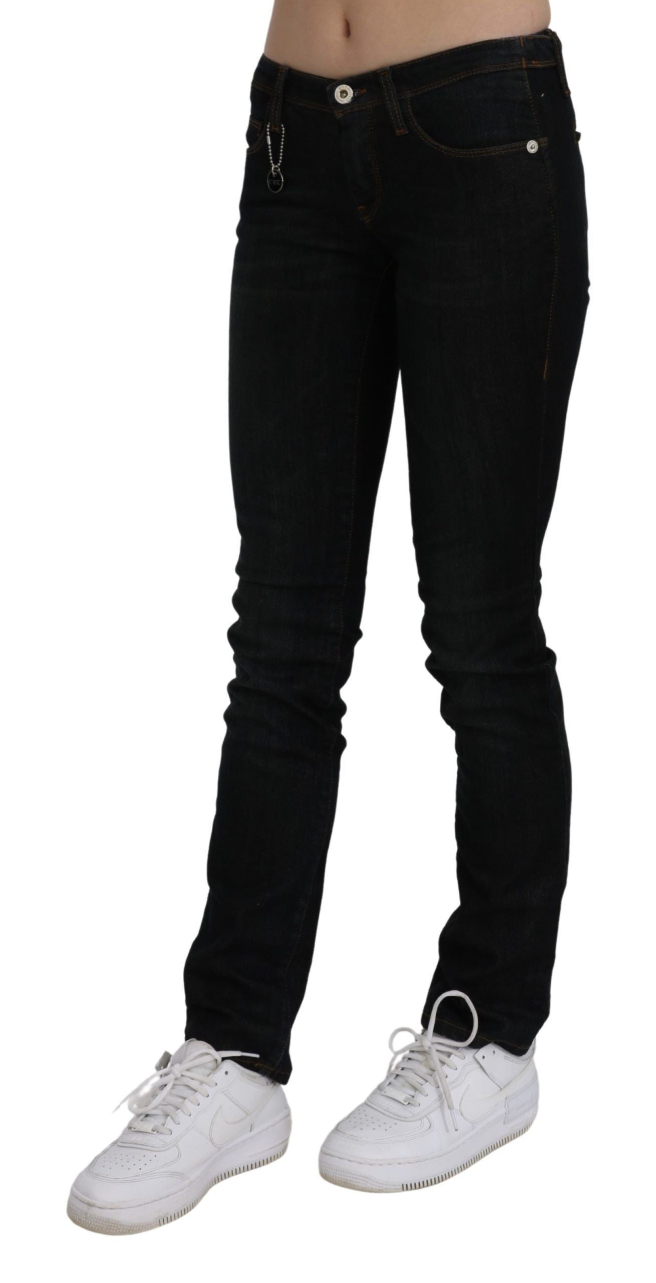 Costume National Black Mid Waist Skinny Denim Cotton Jeans