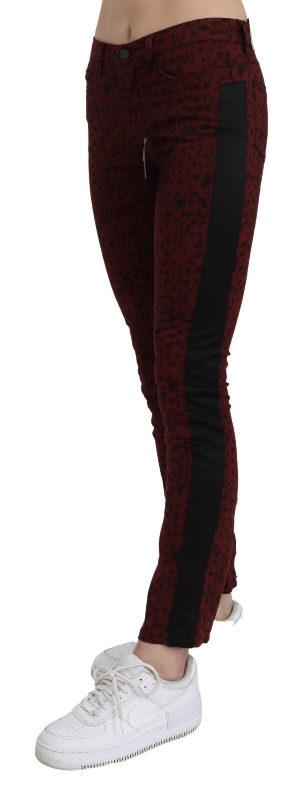 Costume National Dark Red Mid Waist Slim Fit Cotton Jeans