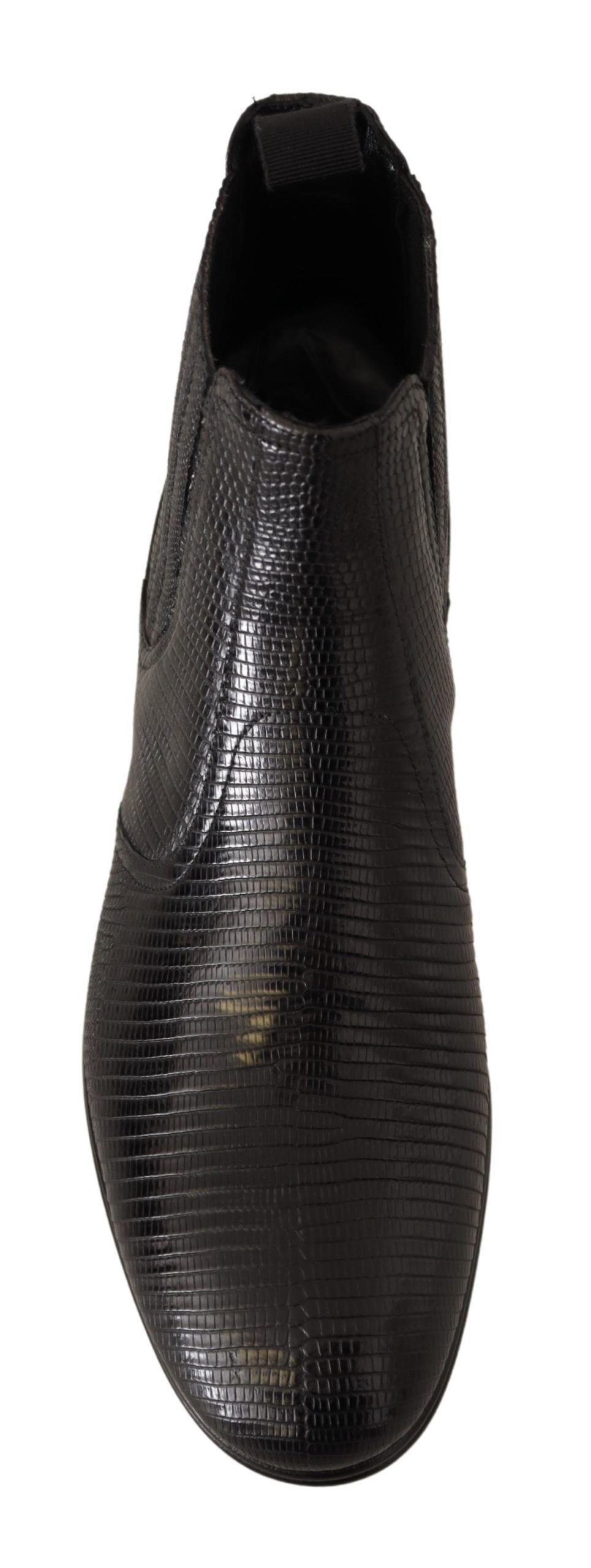 Dolce & Gabbana Black Leather Lizard Skin Ankle Boots