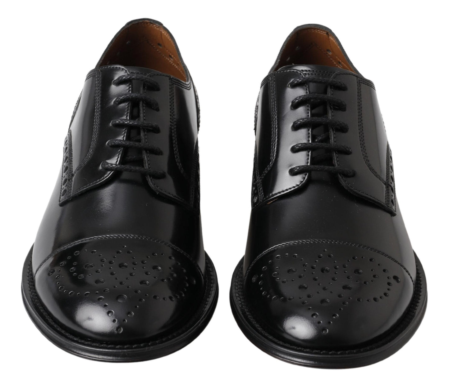 Dolce & Gabbana Black Leather Oxford Wingtip Formal Derby Shoes