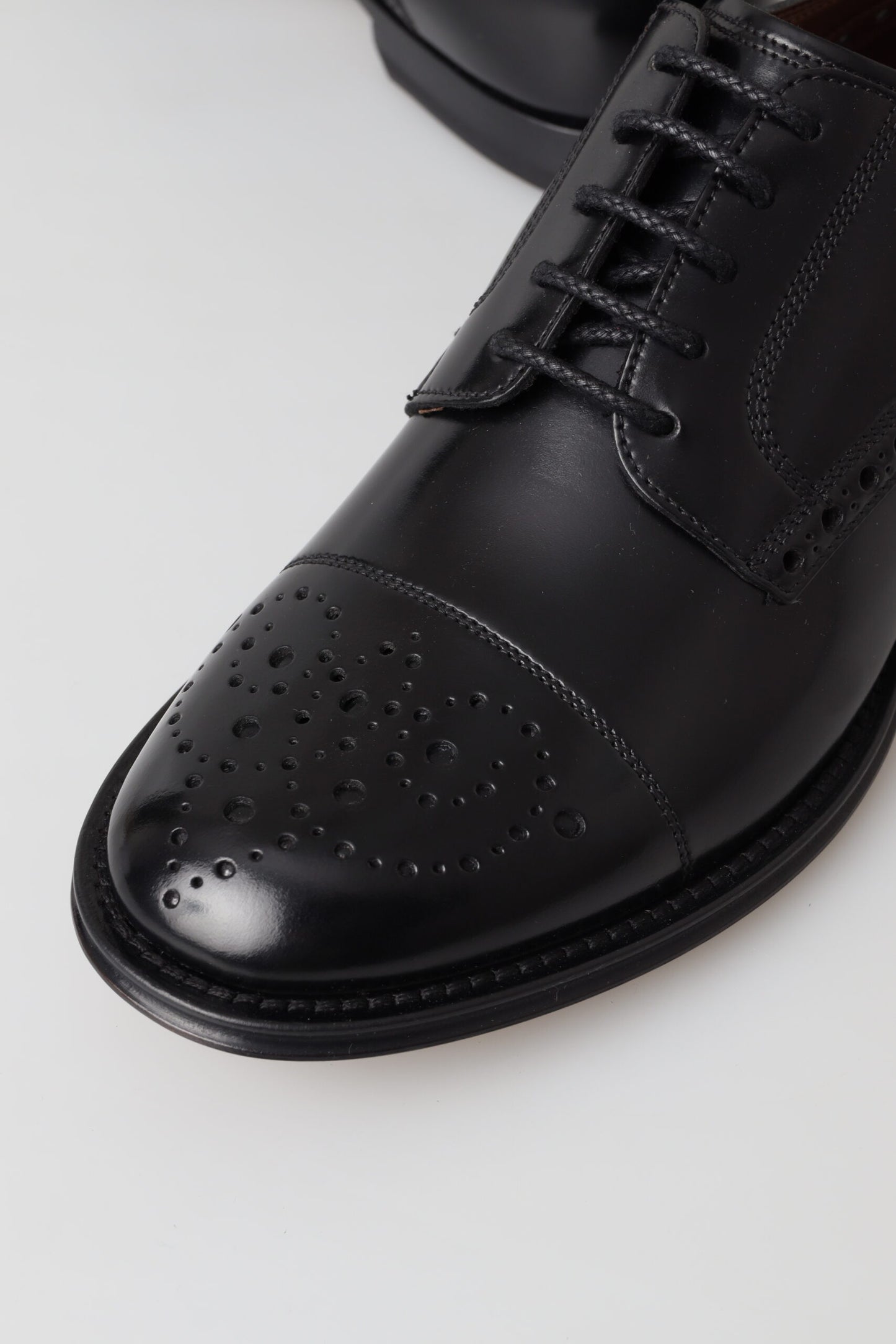 Dolce & Gabbana Black Leather Oxford Wingtip Formal Derby Shoes