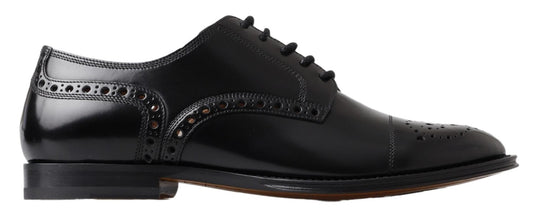 Dolce & Gabbana Black Leather Oxford Wingtip Formal Derby Shoes