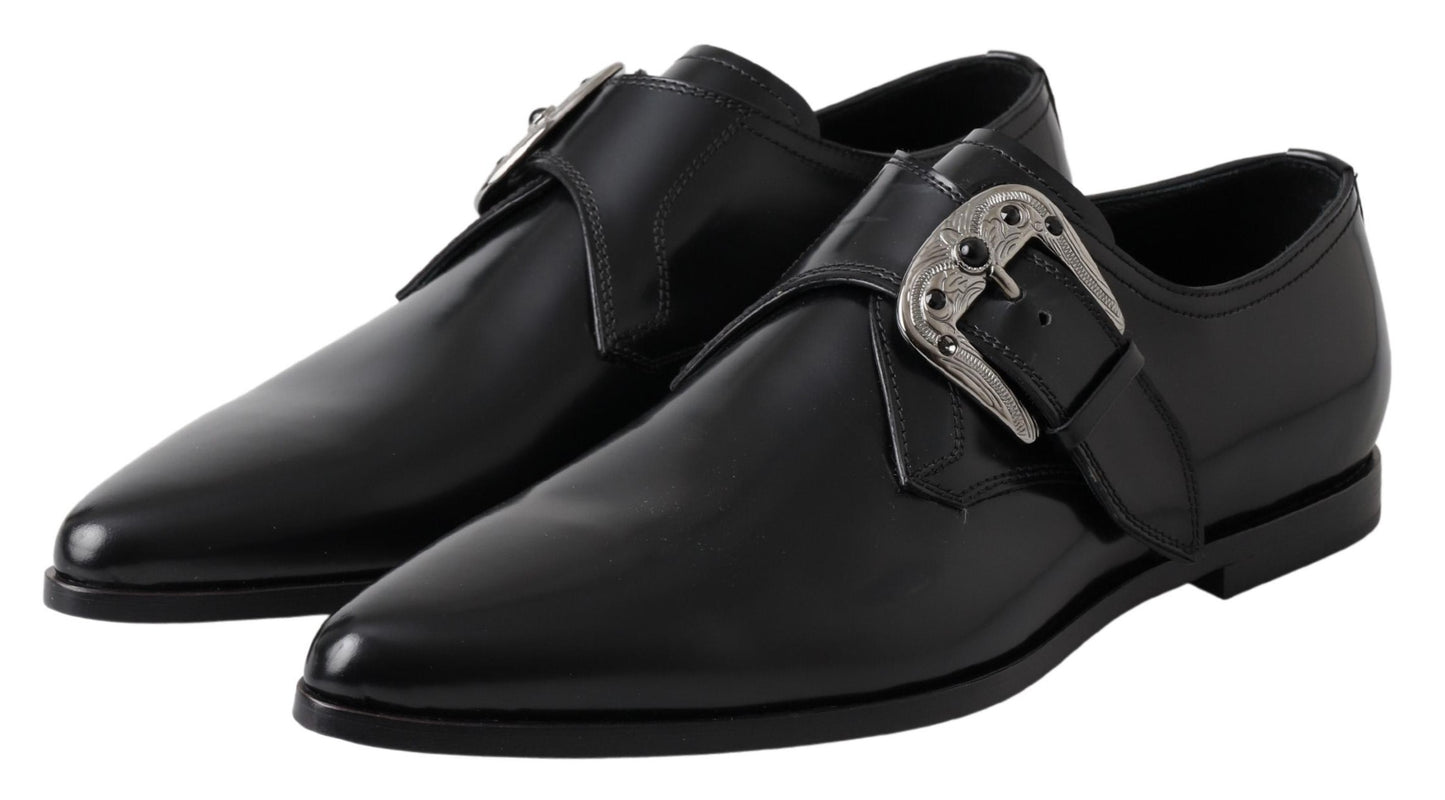 Dolce & Gabbana Black Leather Monk Strap Dress Formal Shoes