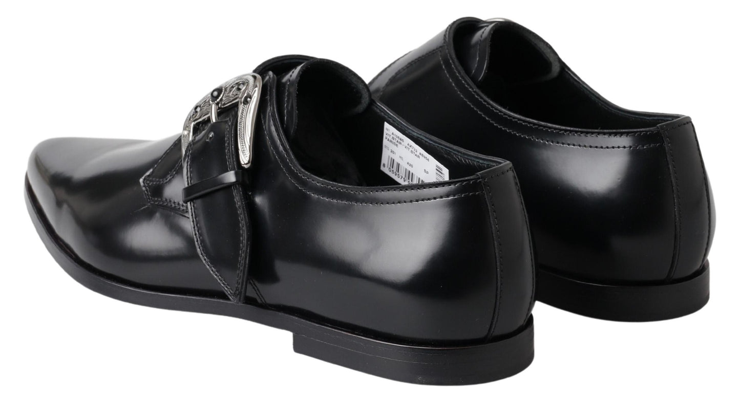 Dolce & Gabbana Black Leather Monk Strap Dress Formal Shoes