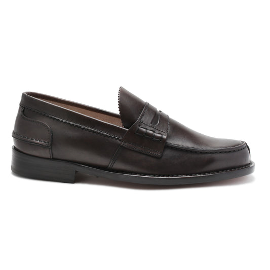 Saxone of Scotland Dark Brown Leather Mens Loafers Shoes