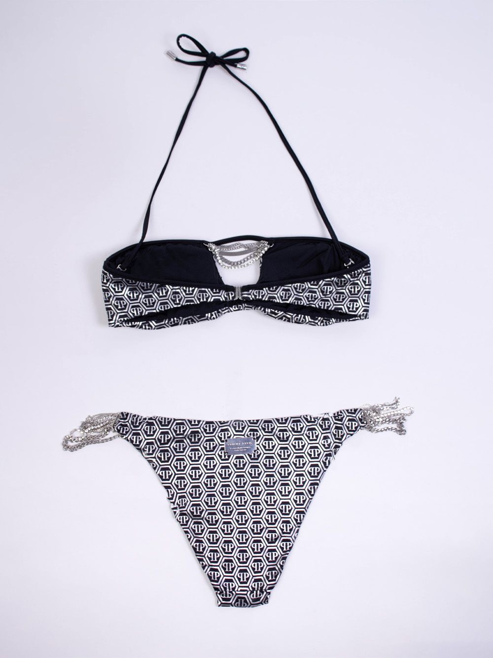 Philipp Plein Bandeau Bikini in Grey with Lurex Effect