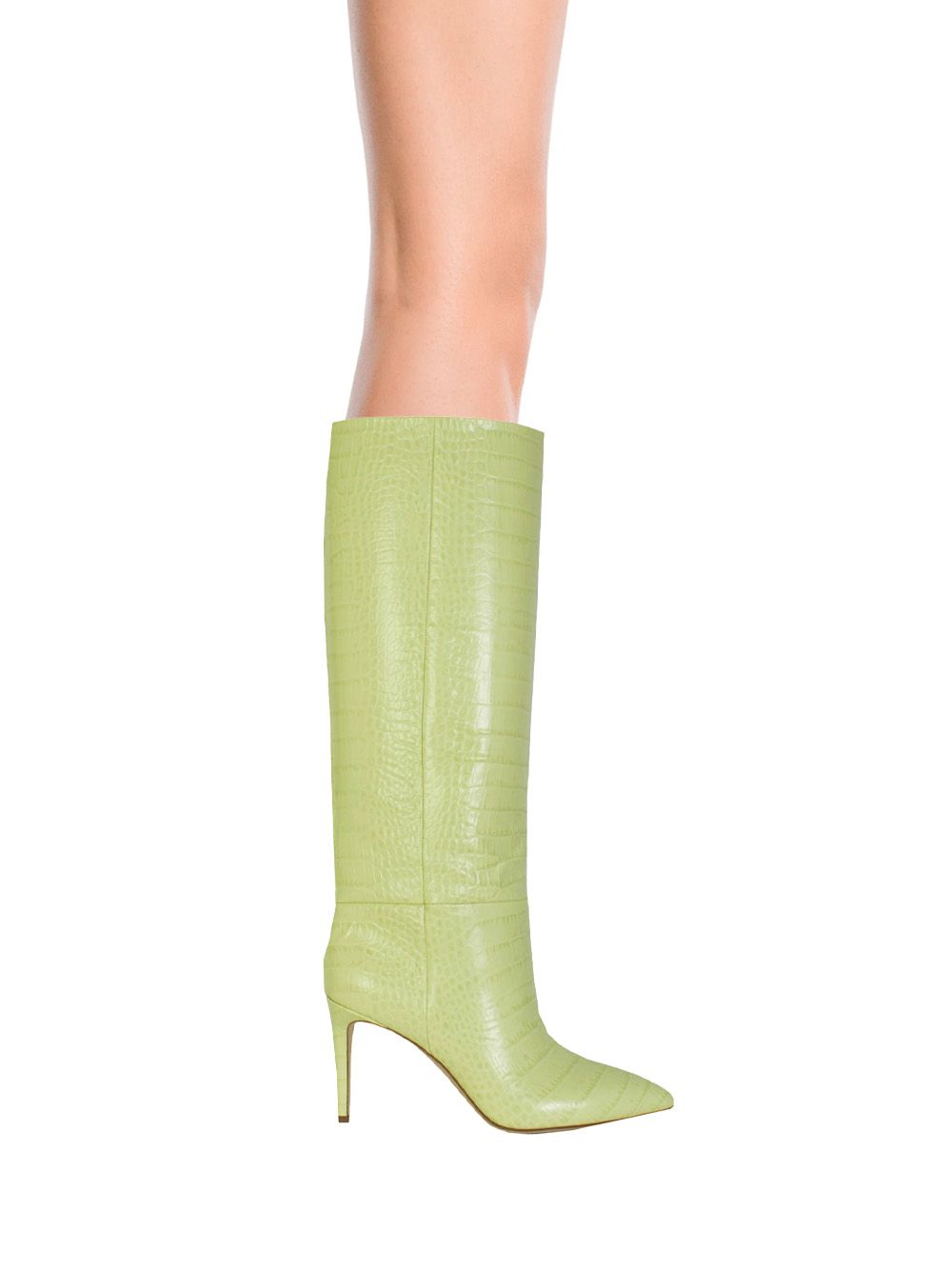 Paris Texas Croco Leather Print in Lime Stiletto 85 Boot