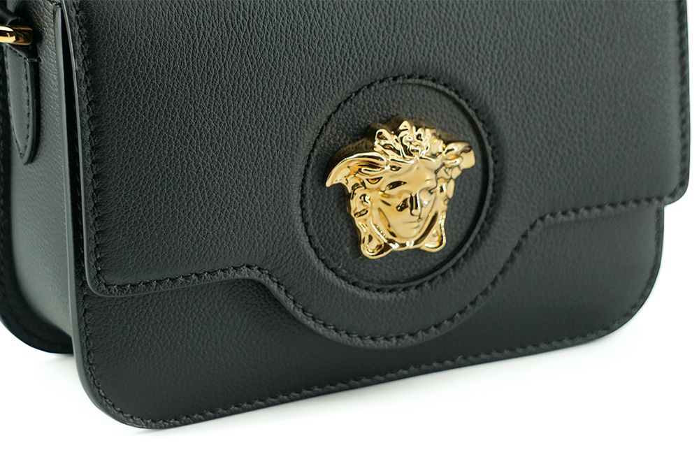 Versace Black Calf Leather Shoulder Bag