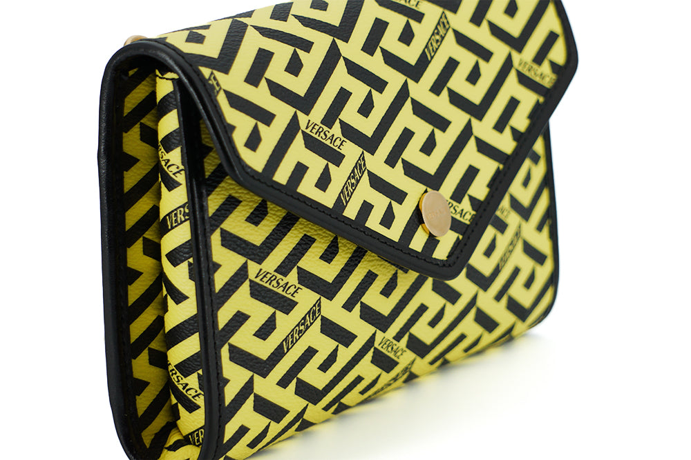 Versace Yellow Canvas and Leather Pouch Shoulder Bag