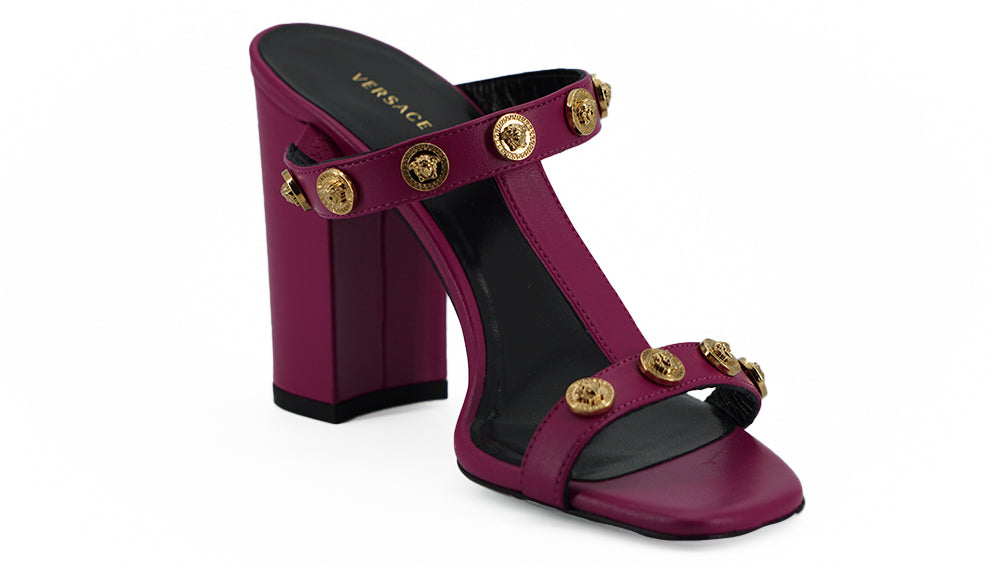 Versace Purple Calf Leather High Heel Sandals