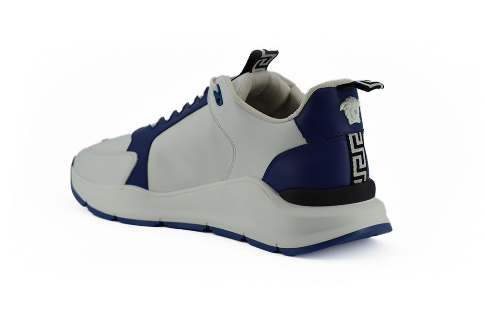 Versace Blue and White Calf Leather Sneakers