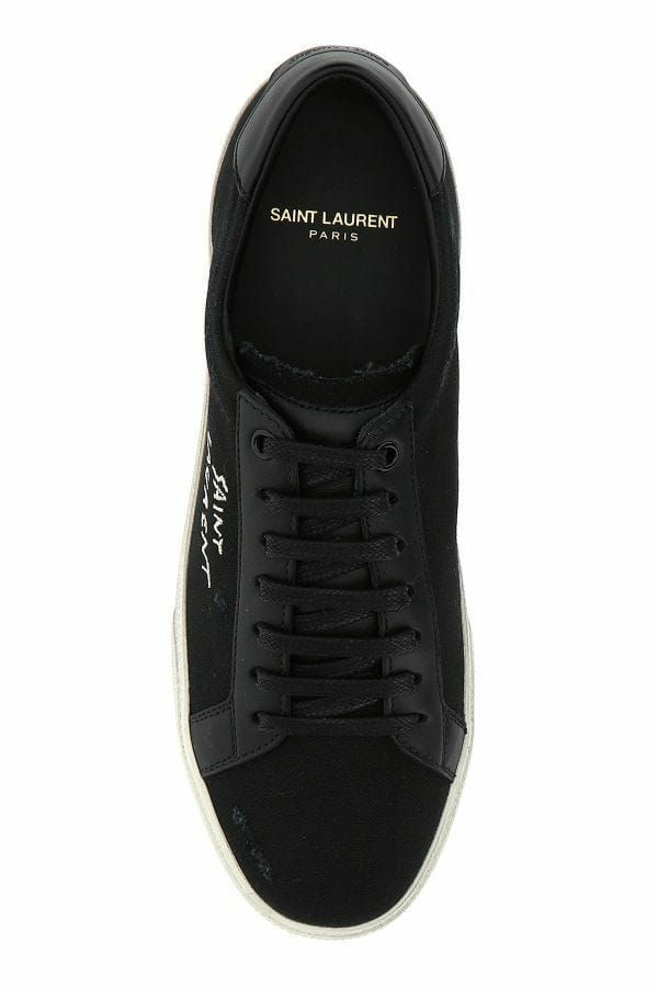 Saint Laurent Black Canvas & Leather Low Top Sneakers