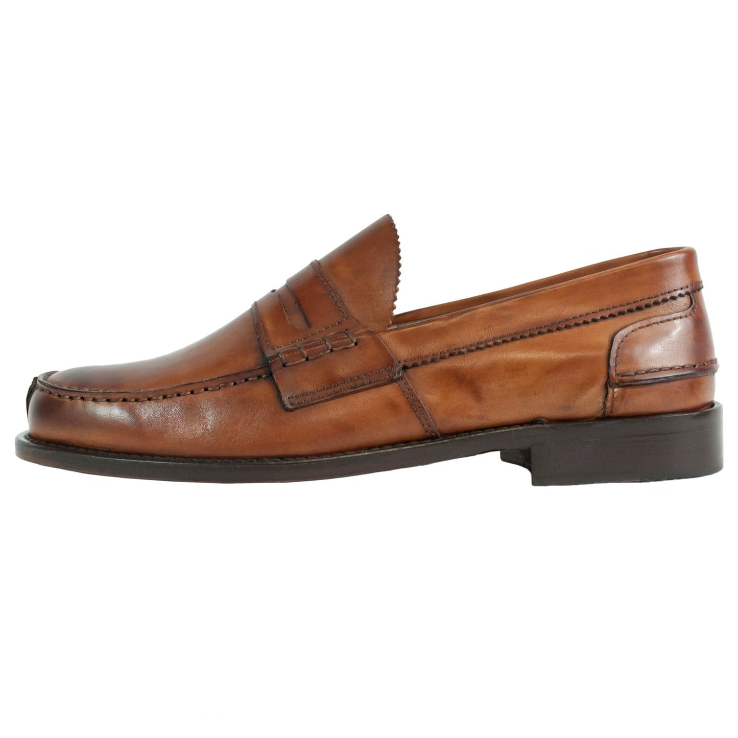 Saxone of Scotland Natural Calf Leather Mens Loafers Shoes