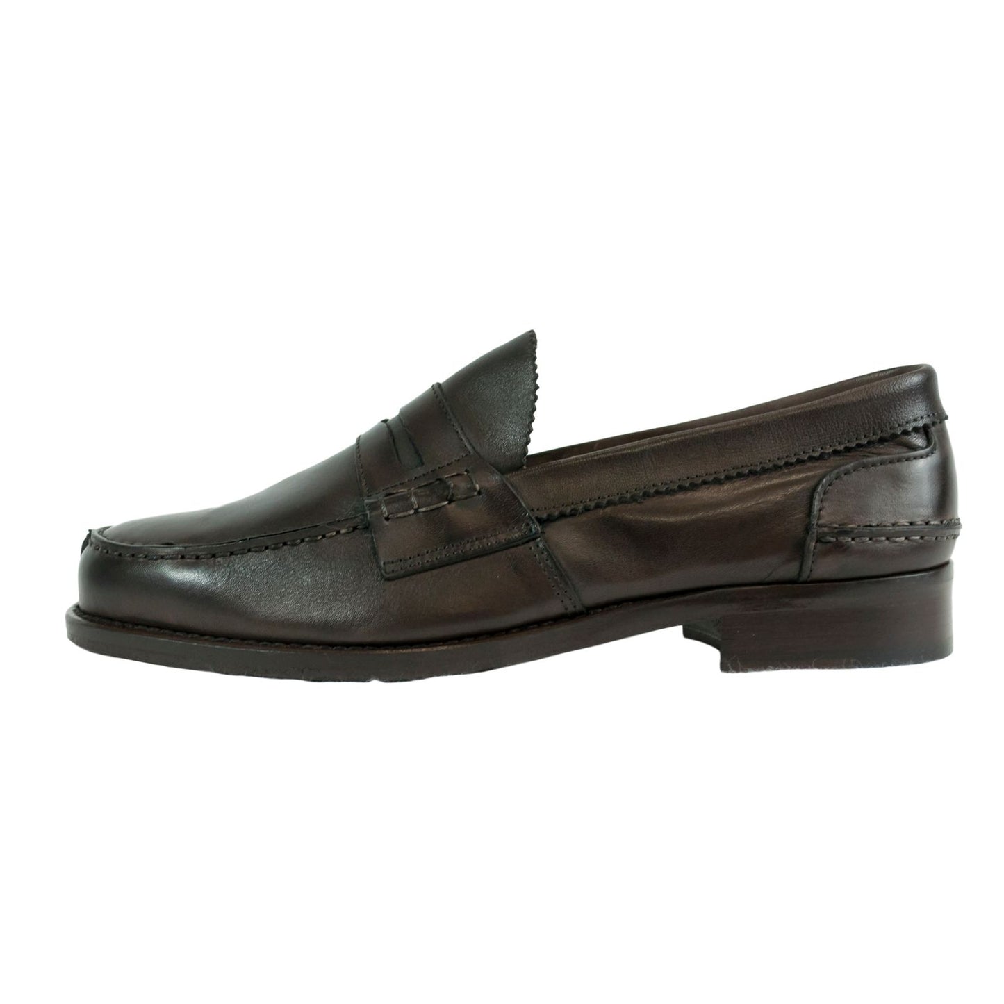 Saxone of Scotland Dark Brown Leather Mens Loafers Shoes