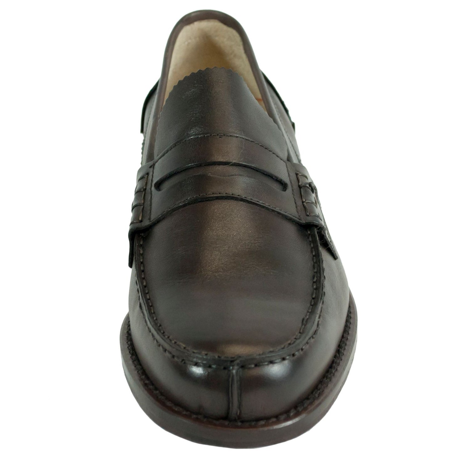 Saxone of Scotland Dark Brown Leather Mens Loafers Shoes