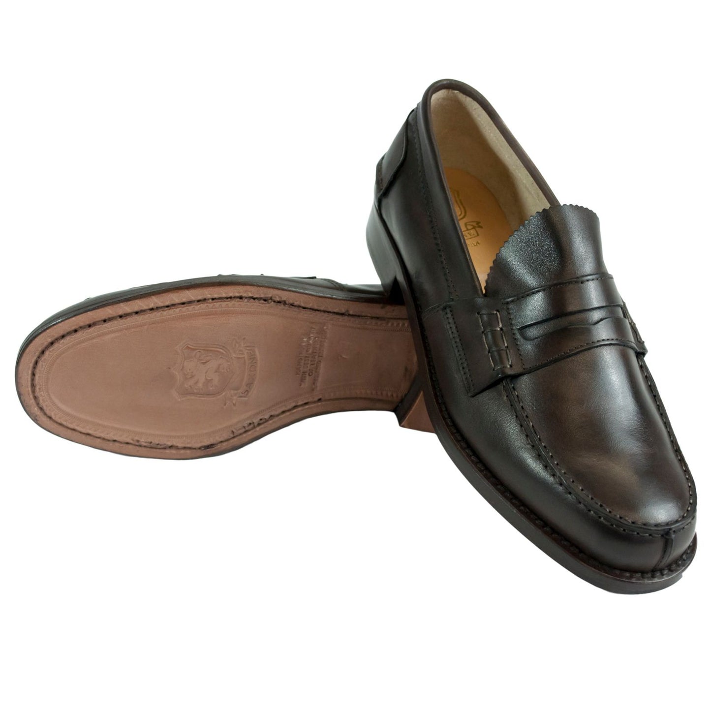 Saxone of Scotland Dark Brown Leather Mens Loafers Shoes