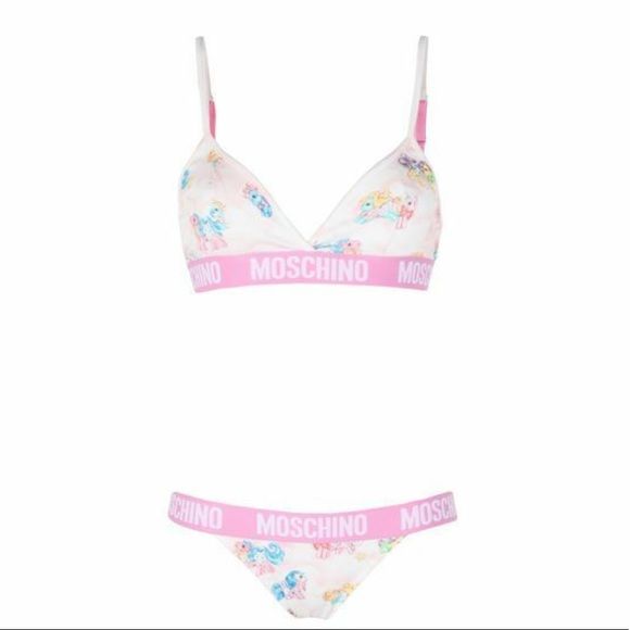 Moschino White My Little Pony Bra Briefs Set Two Piece Bikini