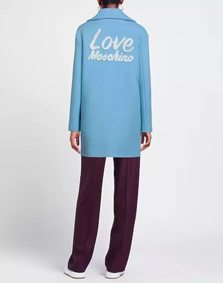 Love Moschino Light Blue Wool Jackets & Coat