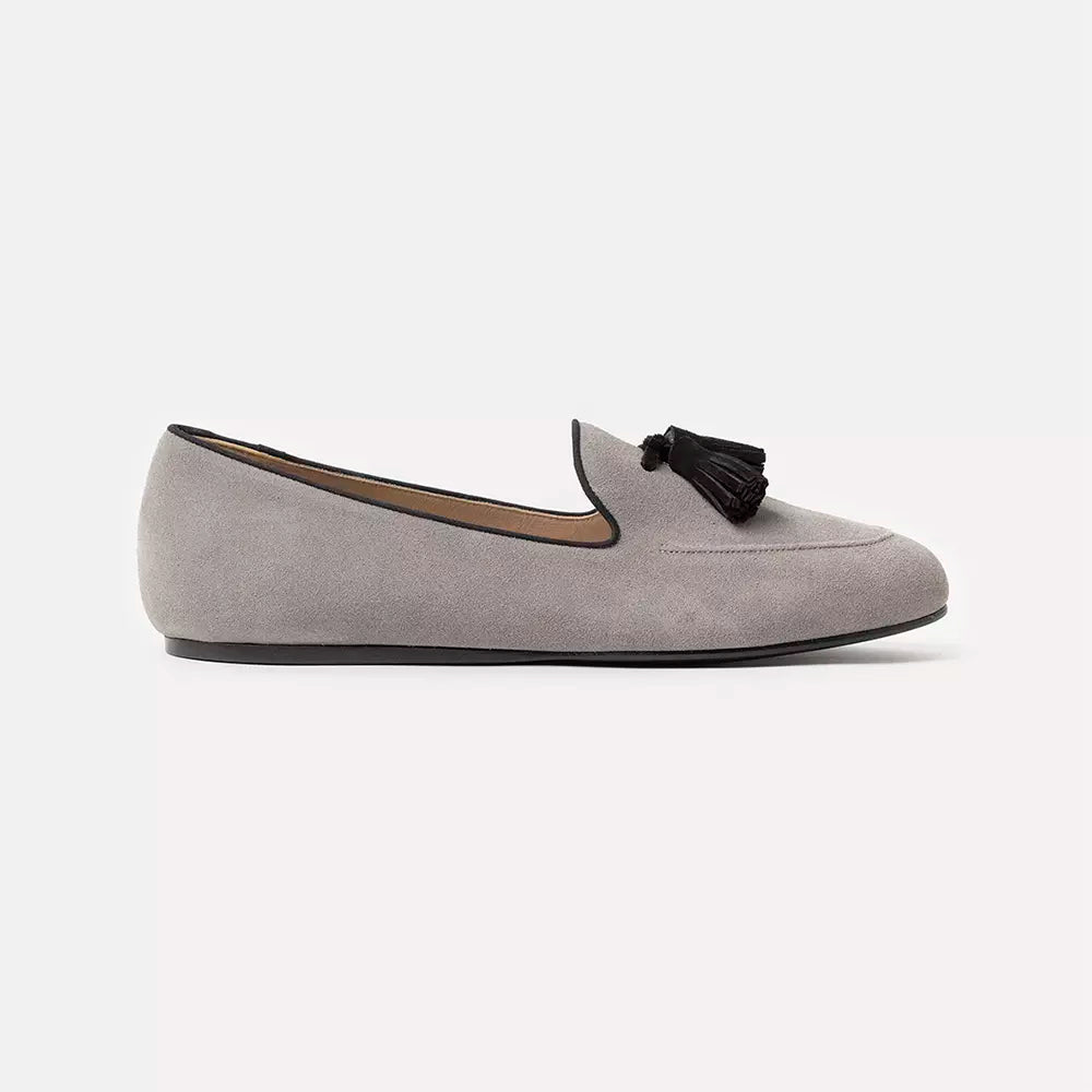 Charles Philip Gray Leather Flat Shoe