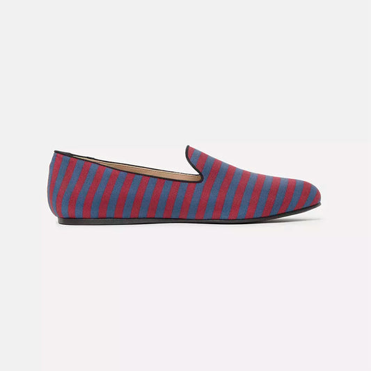 Charles Philip Blue Cotton Flat Shoe