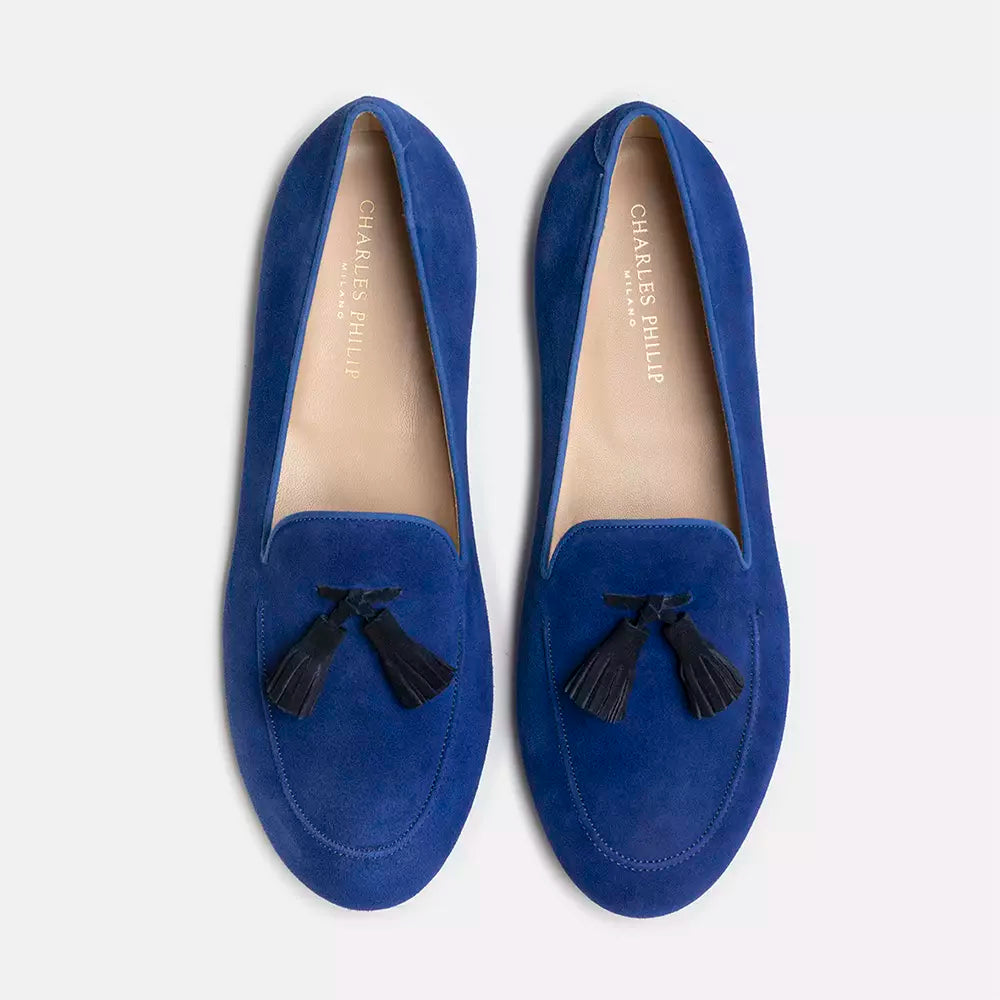 Charles Philip Blue Flat Shoe