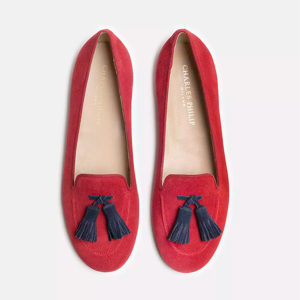 Charles Philip Red Flat Shoe