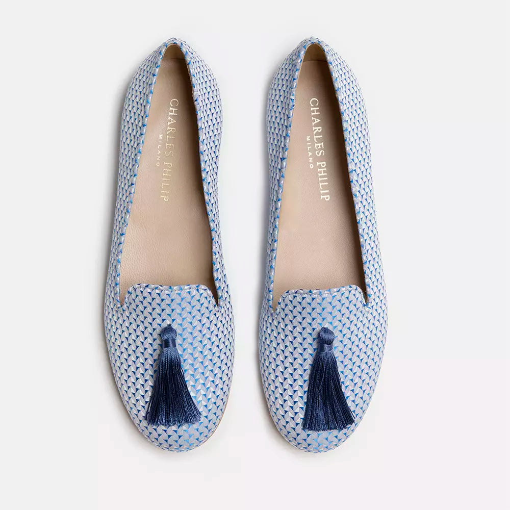 Charles Philip Light Blue Flat Shoe