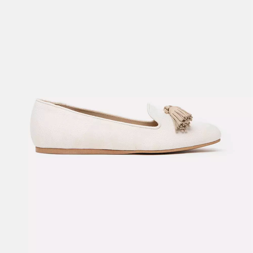 Charles Philip Beige Flat Shoe