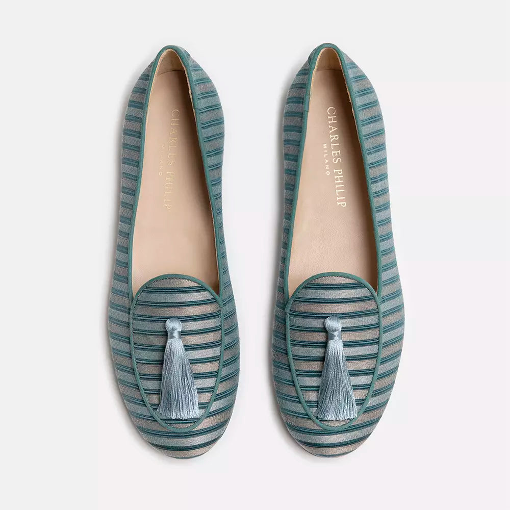 Charles Philip Light Blue Flat Shoe