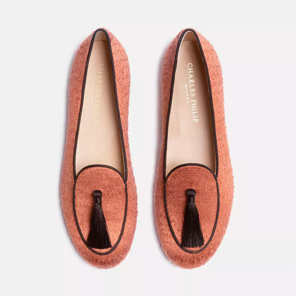 Charles Philip Orange Flat Shoe