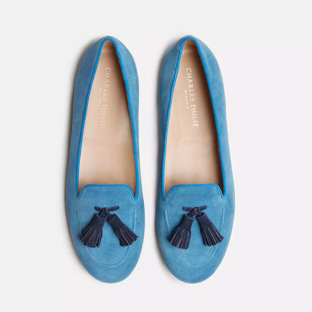 Charles Philip Light Blue Flat Shoe