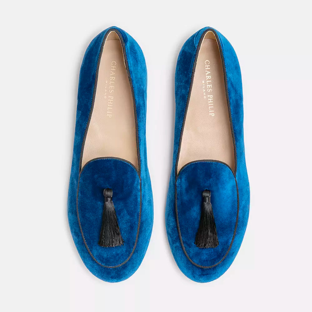 Charles Philip Blue Leather Moccasin