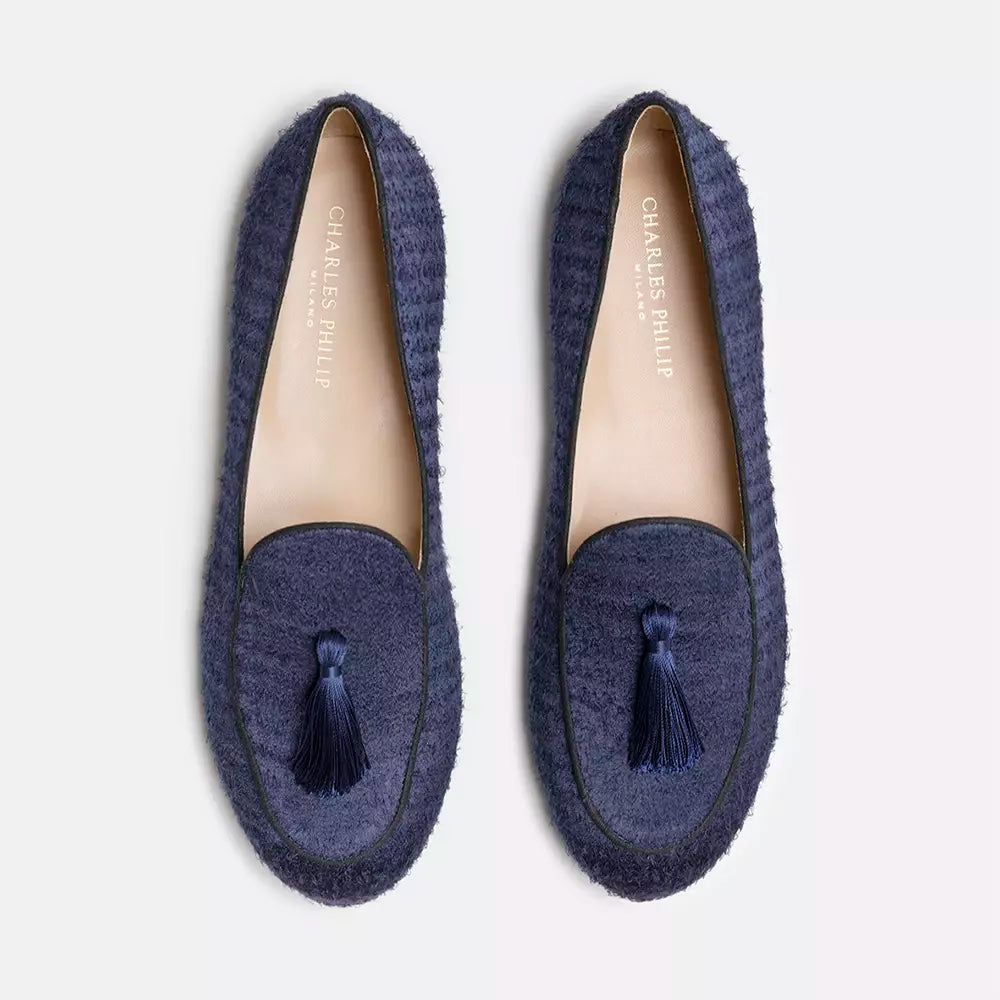 Charles Philip Blue Leather Moccasin