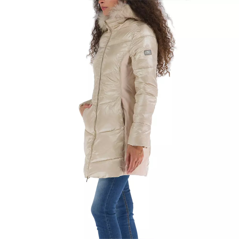 Yes Zee Beige Polyamide Jackets & Coat