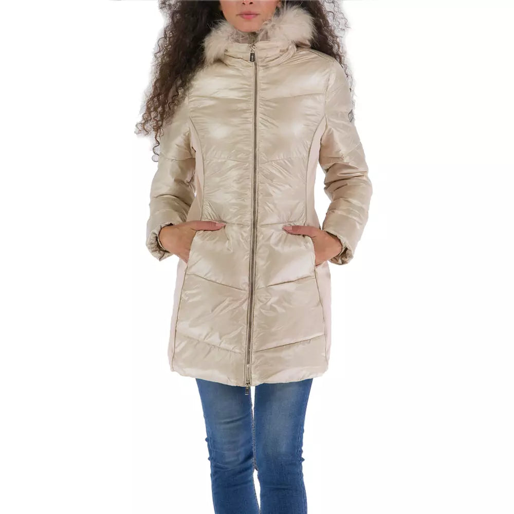 Yes Zee Beige Polyamide Jackets & Coat