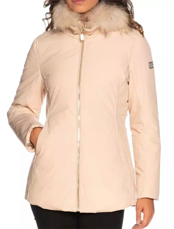 Yes Zee Beige Polyamide Jackets & Coat