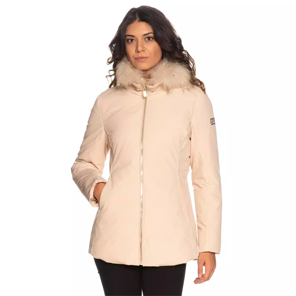 Yes Zee Beige Polyamide Jackets & Coat