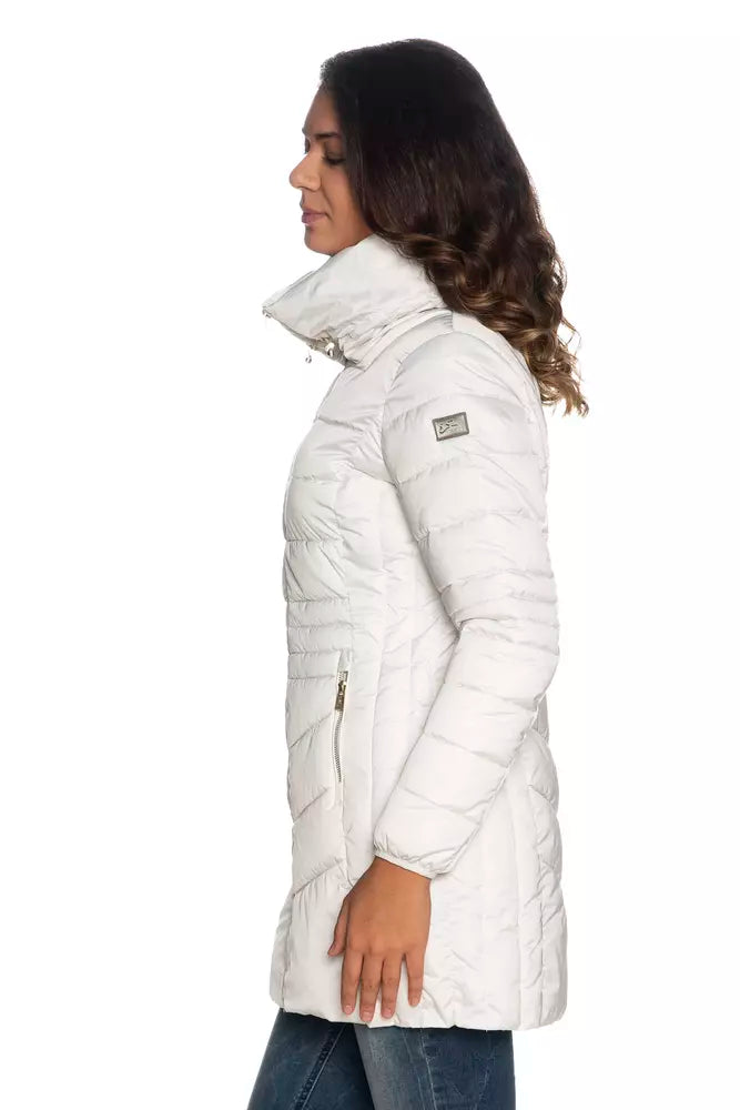 Yes Zee White Polyamide Jackets & Coat