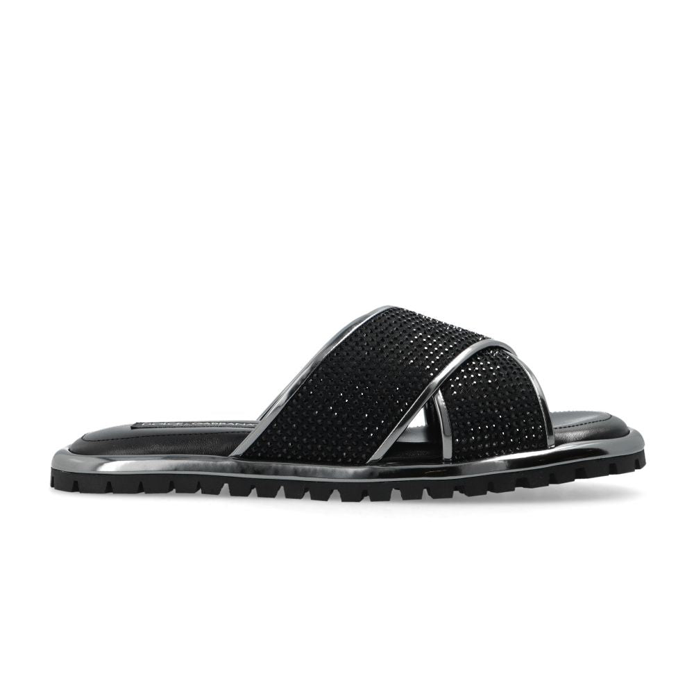 Dolce & Gabbana Black Leather Di Capra Sandal