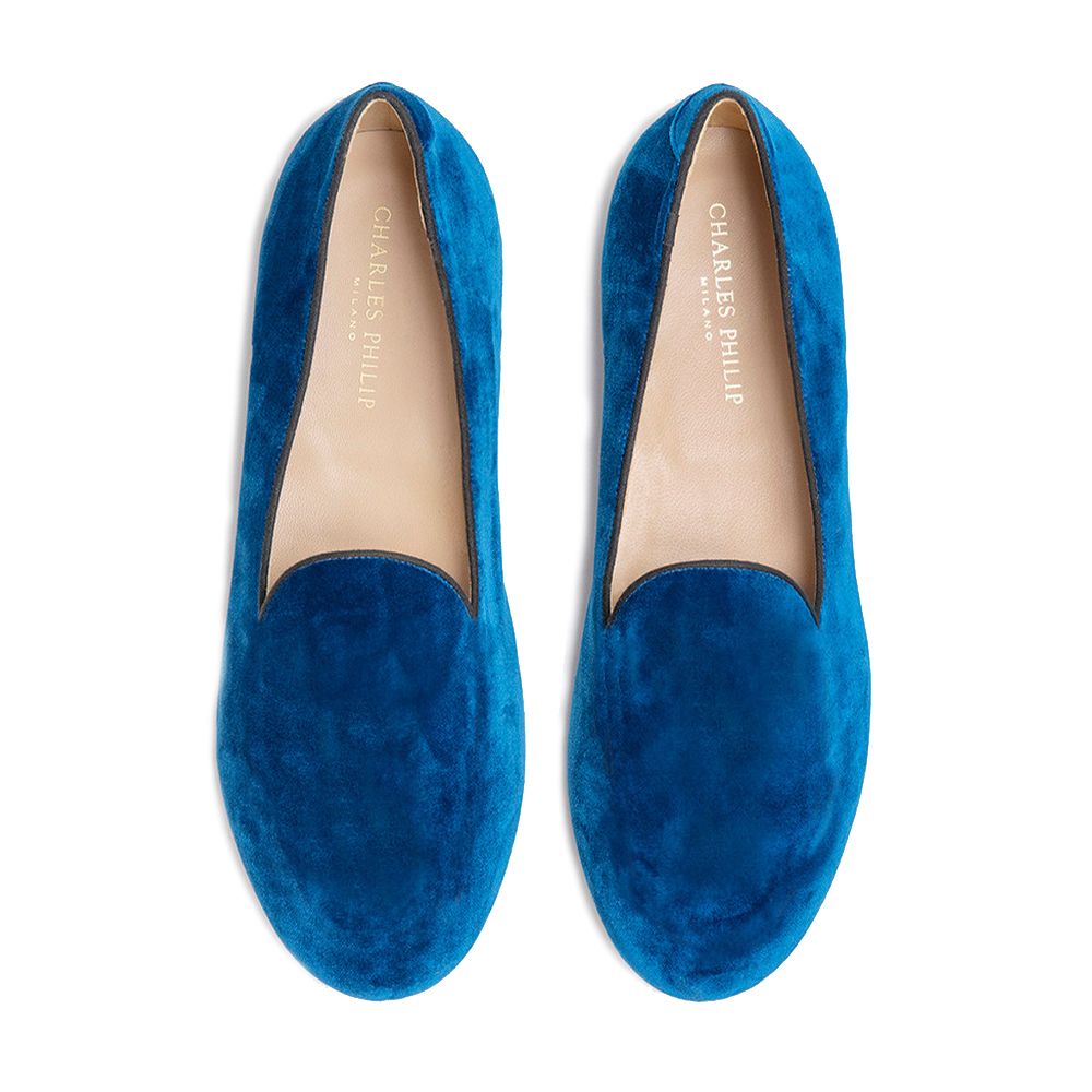 Charles Philip Blue Leather Di Calfskin Loafer