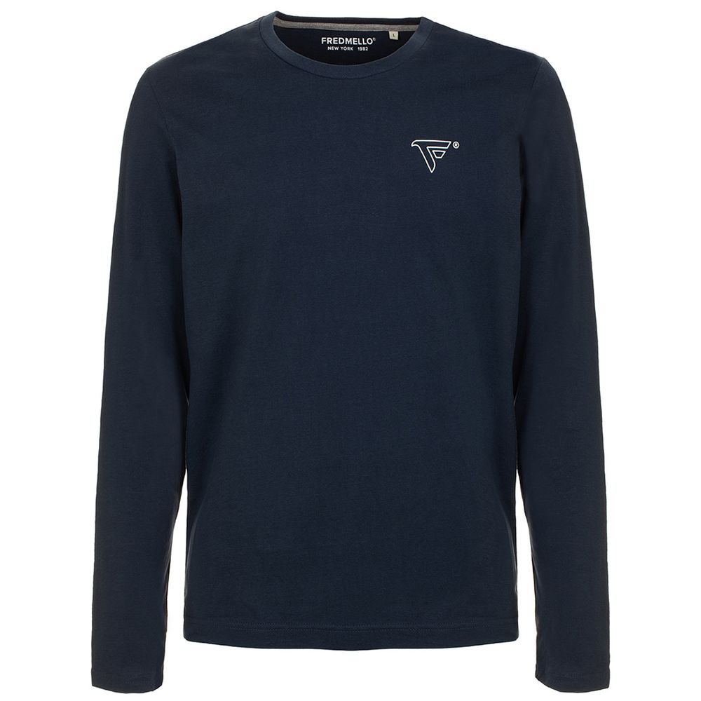 Fred Mello Chic Blue Cotton Long-Sleeved Men's Tee