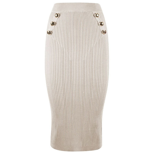 Yes Zee Beige Viscose Skirt